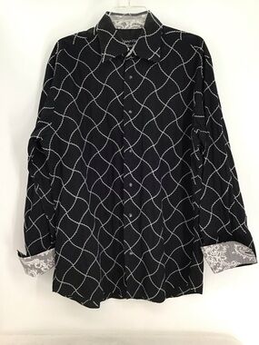 Luchiano Visconti Black Men’s Long Sleeve Dress Shirt Career Casual Size L
